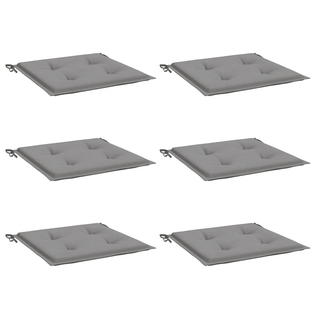 Garden chair cushions, 6 pcs., grey, 40x40x4cm, fabric