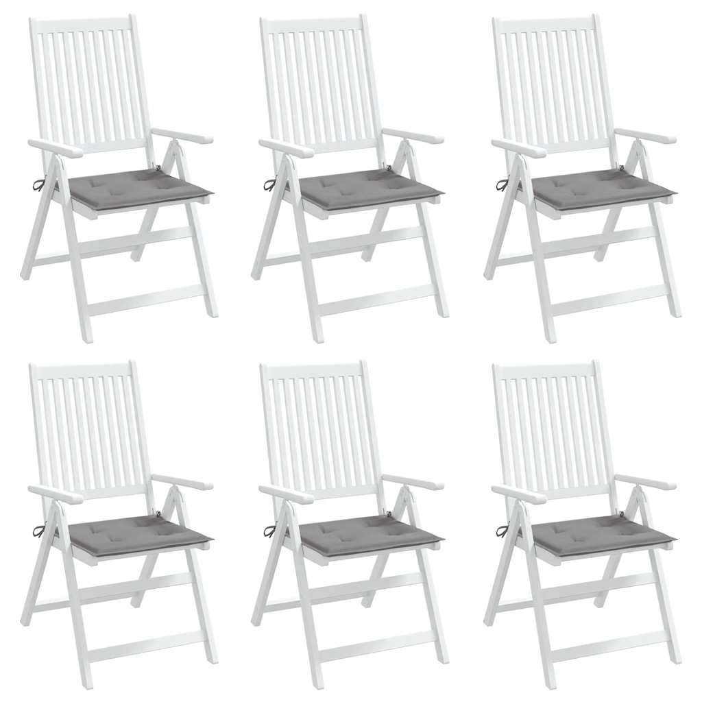 Garden chair cushions, 6 pcs., grey, 40x40x4cm, fabric