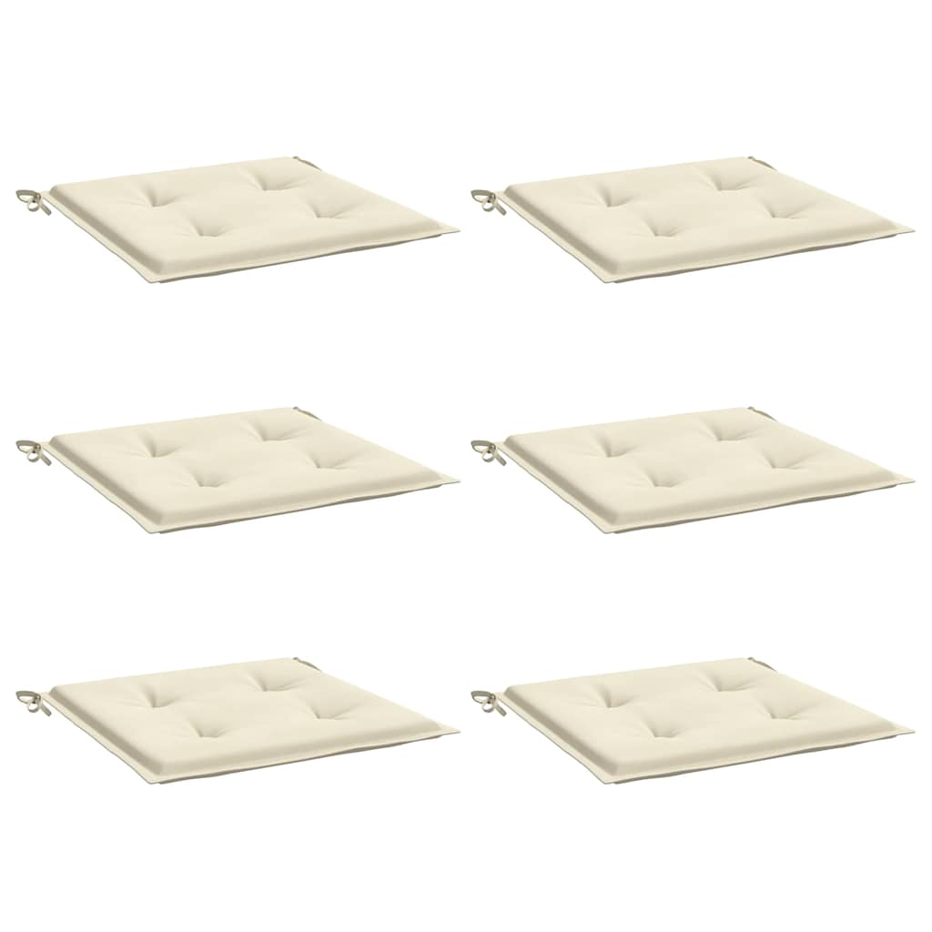 Garden chair cushions, 6 pcs, cream, 40x40x4cm, fabric