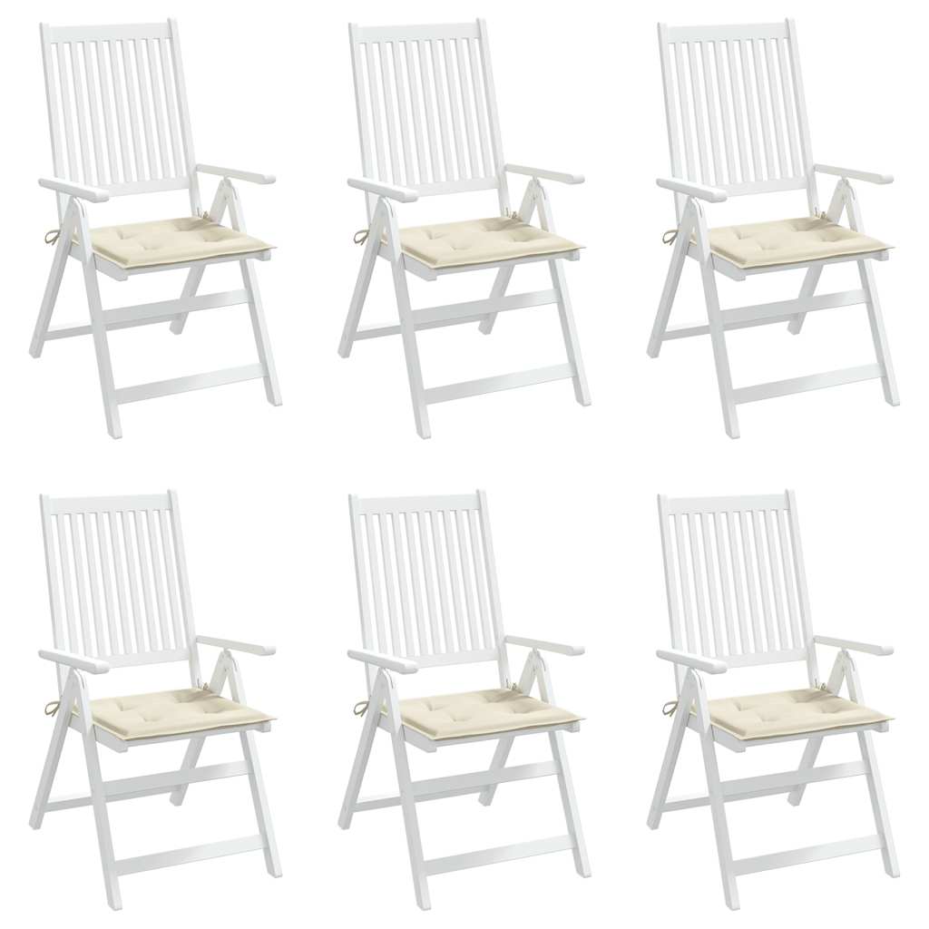 Garden chair cushions, 6 pcs, cream, 40x40x4cm, fabric