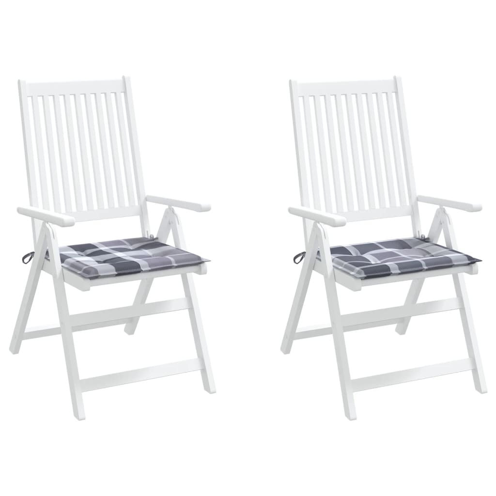 Garden chair cushions, 2 pcs, 40x40x4cm, fabric, checkered