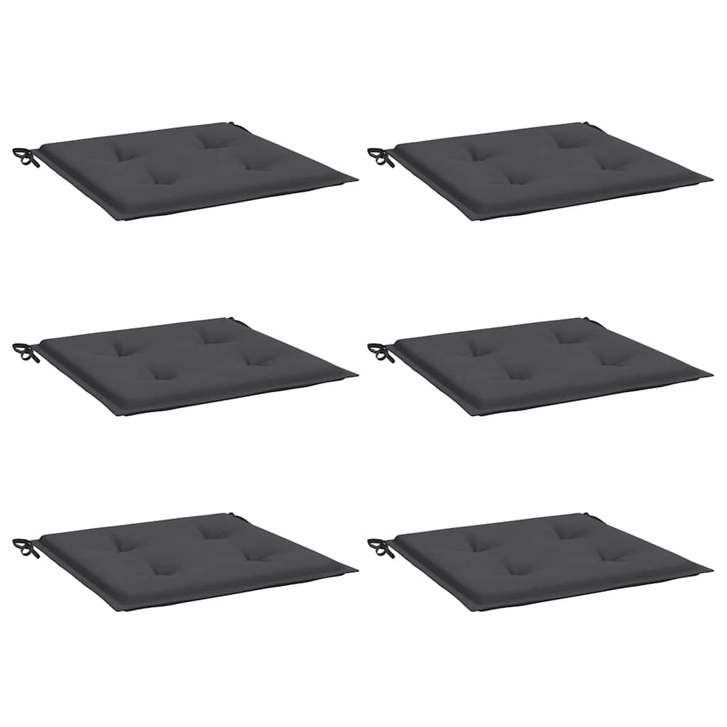 Garden chair cushions, 6 pcs., anthracite, 50x50x4cm, fabric