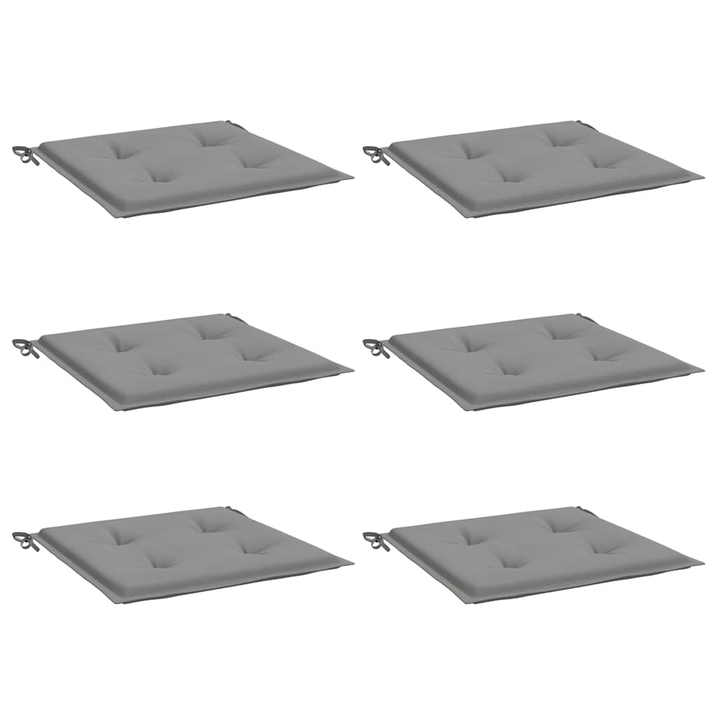 Garden chair cushions, 6 pcs., grey, 50x50x3cm, fabric