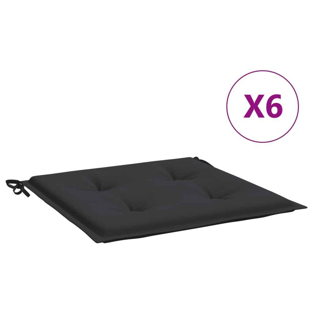 Garden chair cushions, 6 pcs., black, 50x50x3cm, fabric