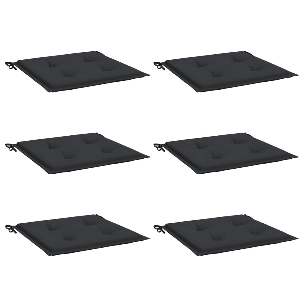 Garden chair cushions, 6 pcs., black, 50x50x3cm, fabric