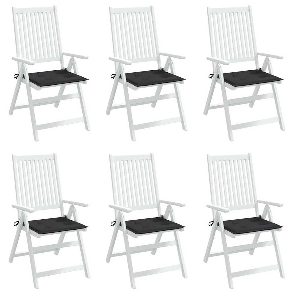 Garden chair cushions, 6 pcs., black, 50x50x3cm, fabric