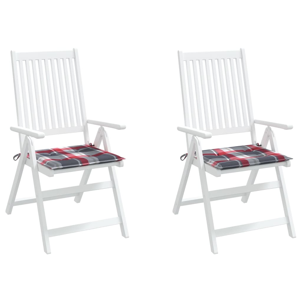 Garden chair cushions, 2 pcs, 50x50x3cm, fabric, checkered