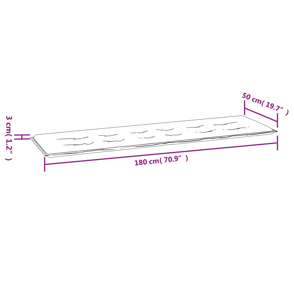 Garden bench cushion, wine red, 180x50x3cm, fabric