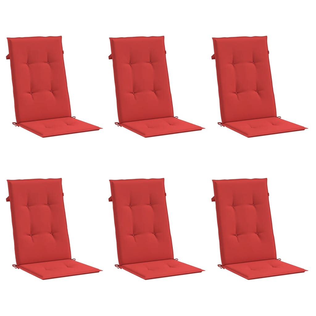 Garden chair cushions, 6 pcs, red, 120x50x3 cm, fabric