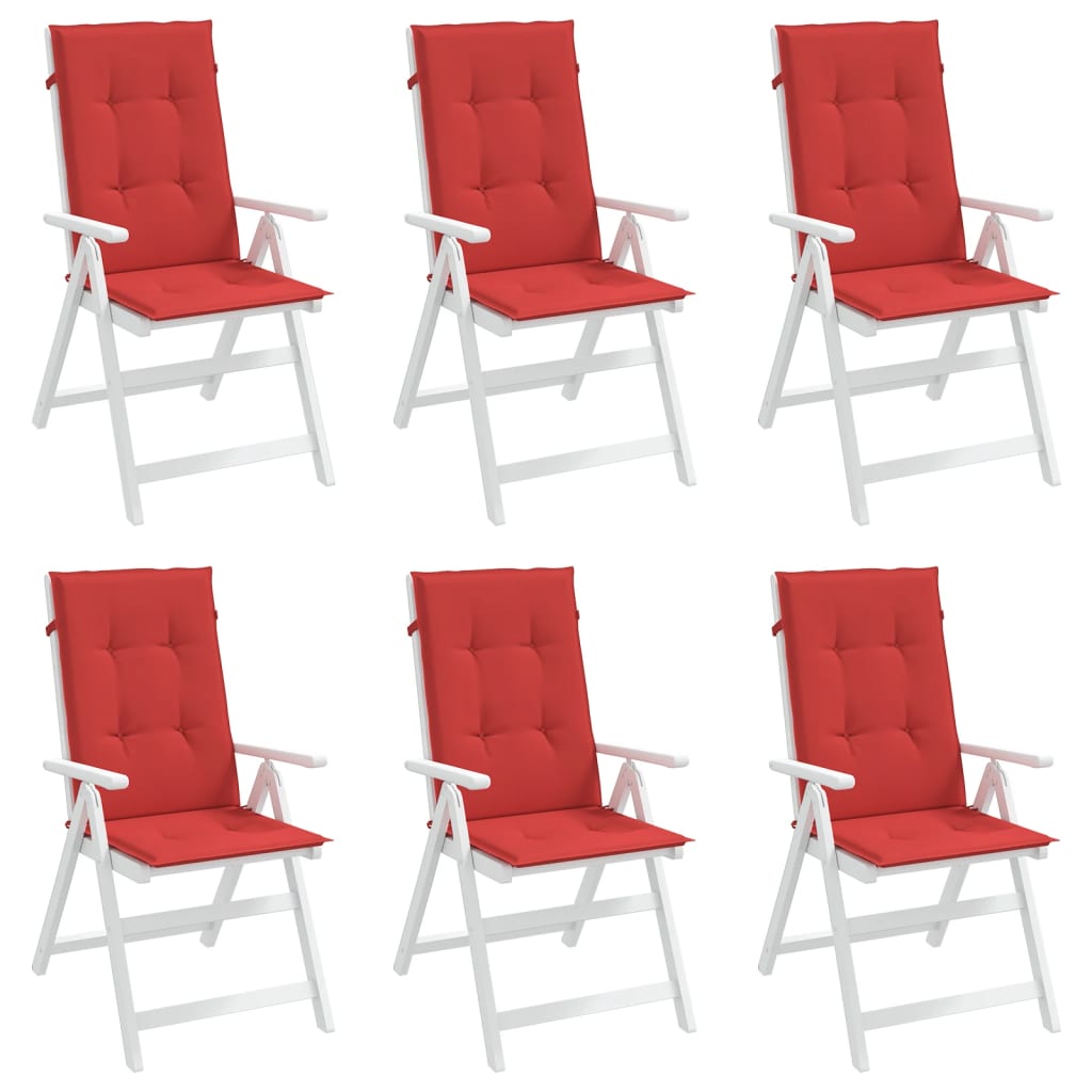 Garden chair cushions, 6 pcs, red, 120x50x3 cm, fabric