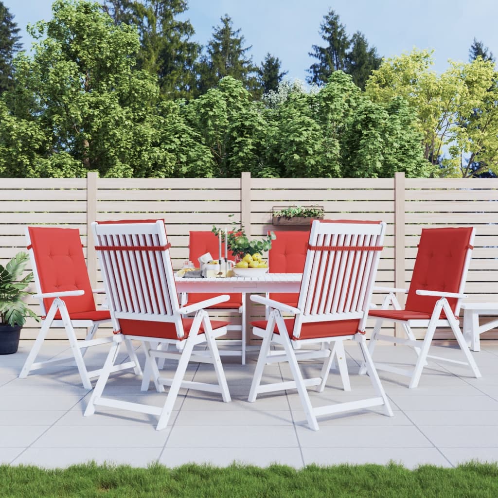 Garden chair cushions, 6 pcs, red, 120x50x3 cm, fabric