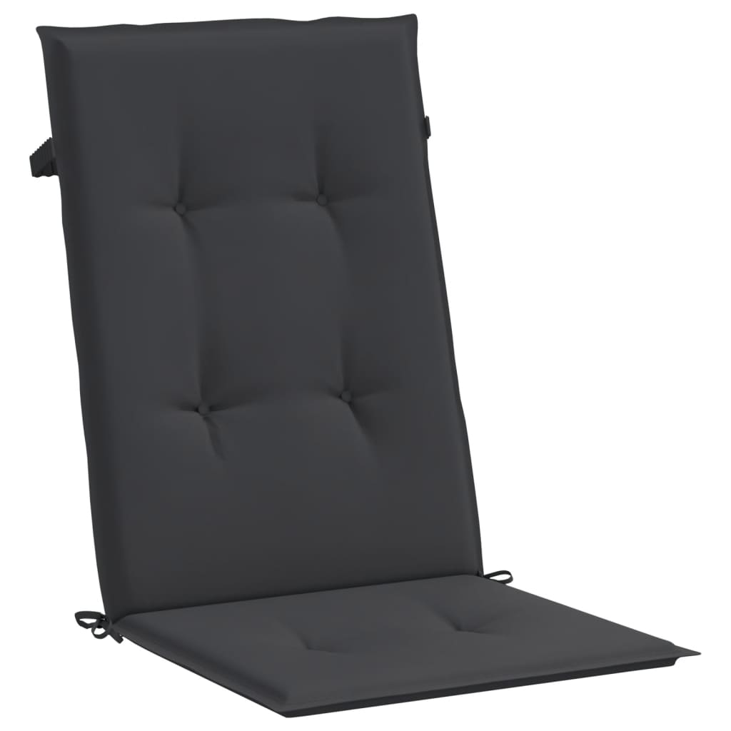 Garden chair cushions, 6 pcs, black, 120x50x3cm, fabric