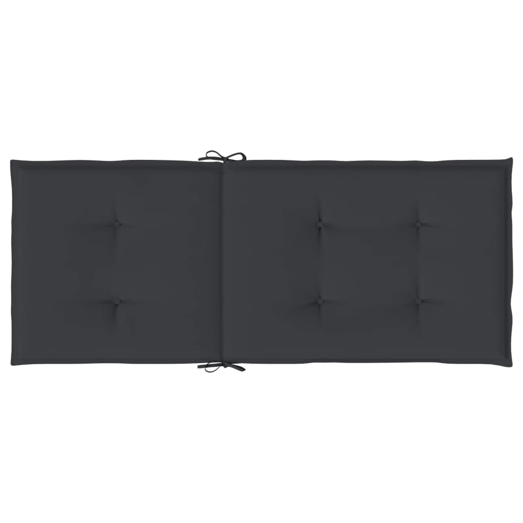 Garden chair cushions, 6 pcs, black, 120x50x3cm, fabric