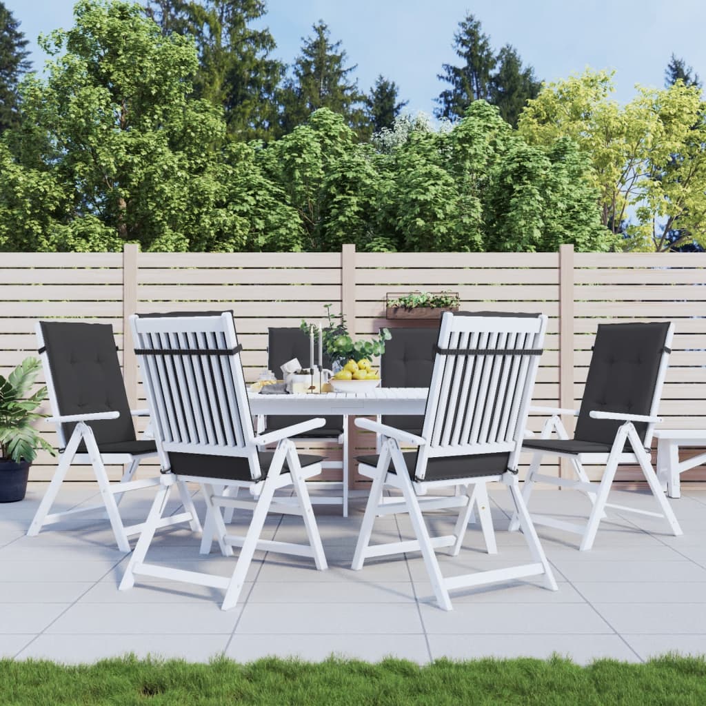 Garden chair cushions, 6 pcs, black, 120x50x3cm, fabric