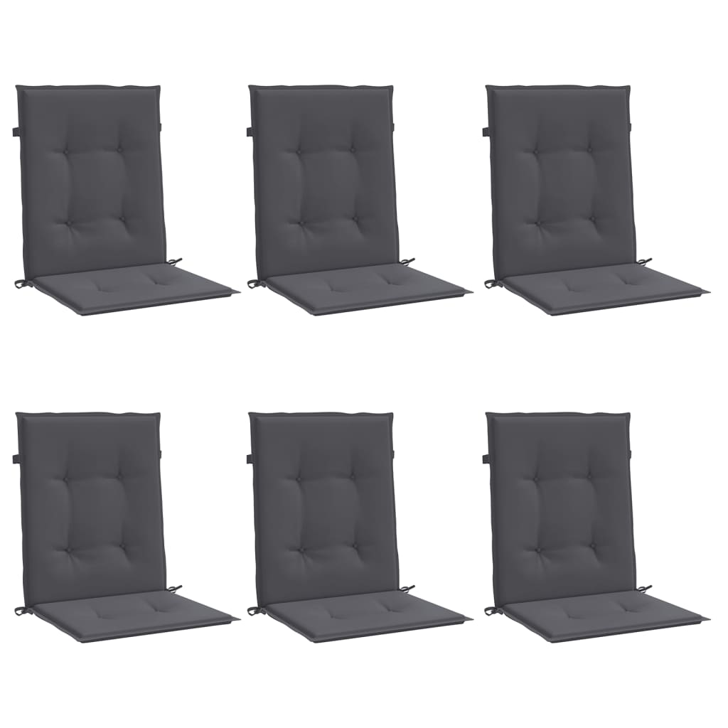 Garden chair cushions, 6 pcs., anthracite, fabric