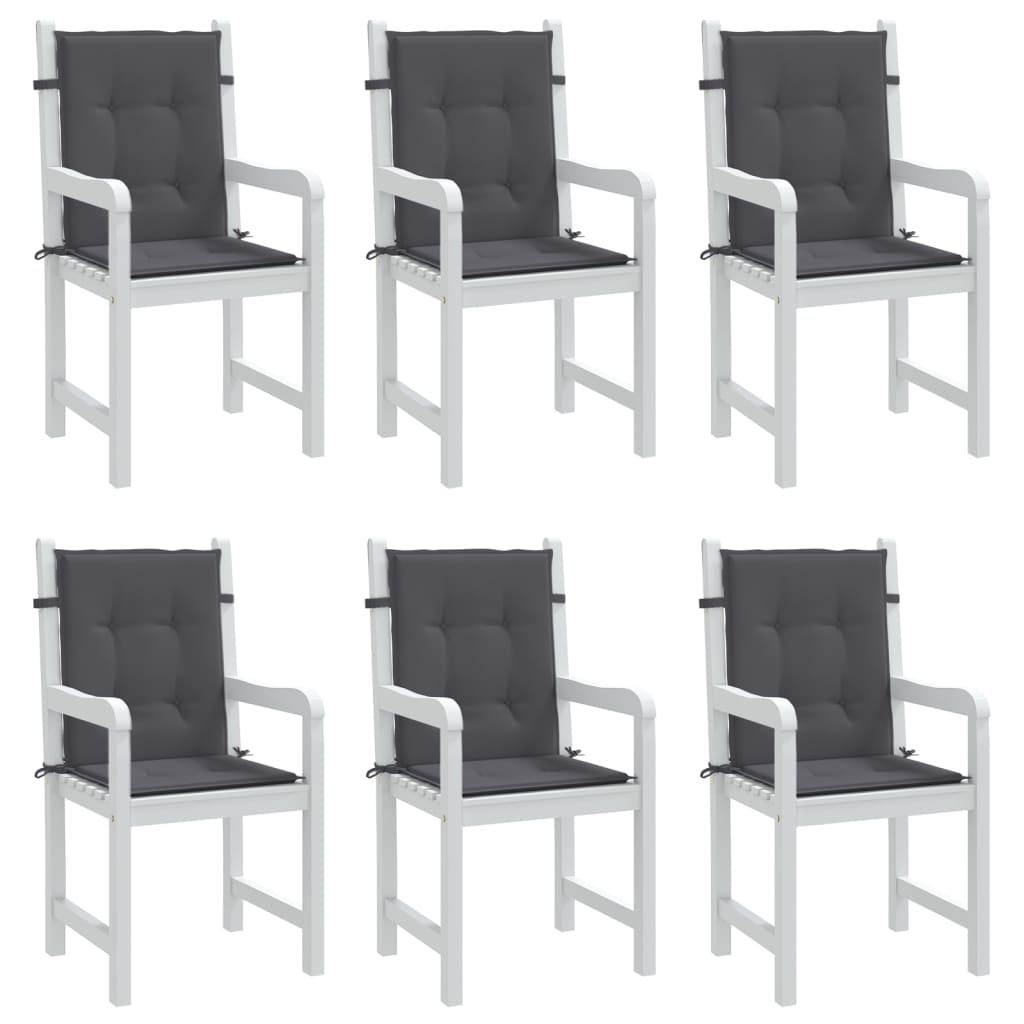 Garden chair cushions, 6 pcs., anthracite, fabric