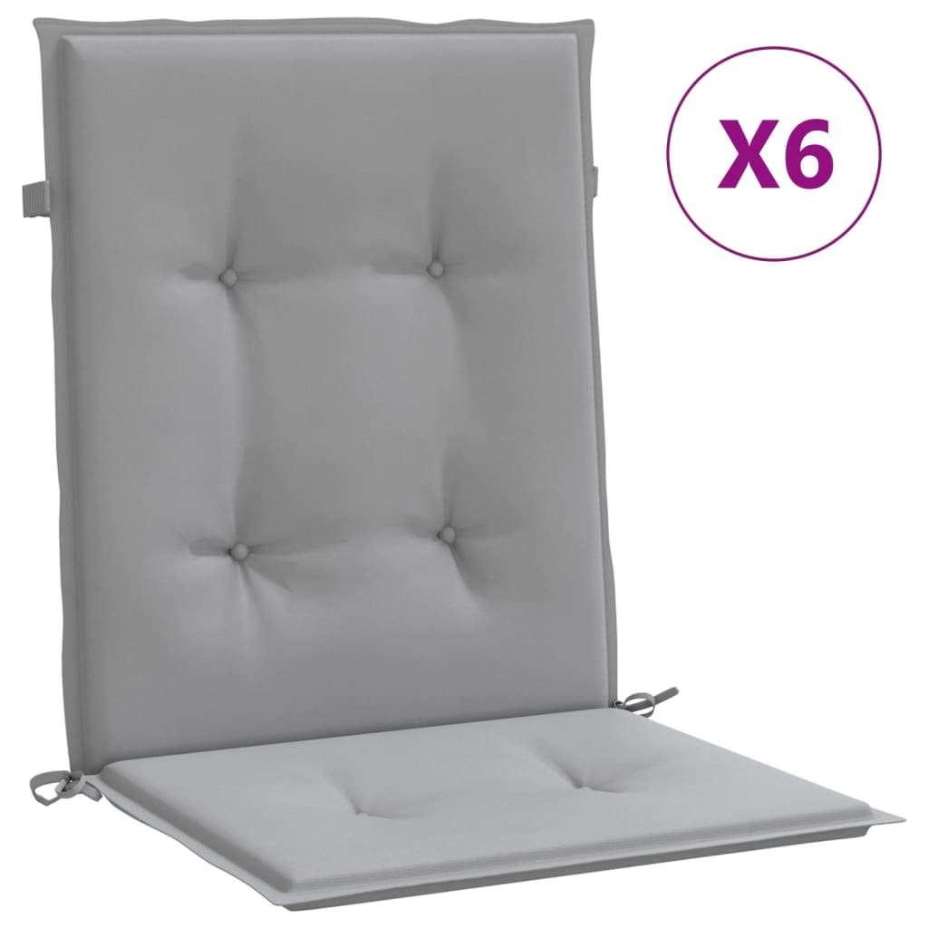 Garden chair cushions, 6 pcs., grey, fabric