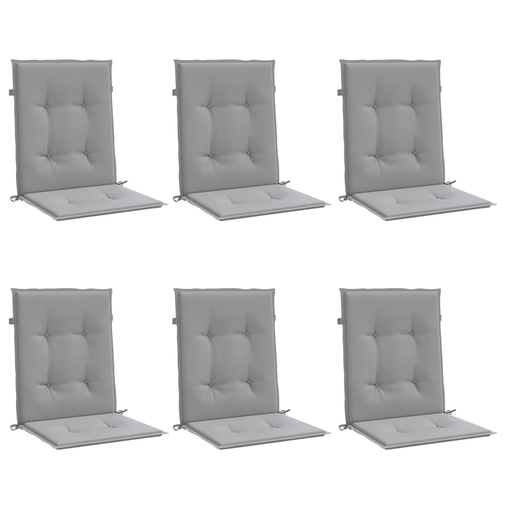 Garden chair cushions, 6 pcs., grey, fabric