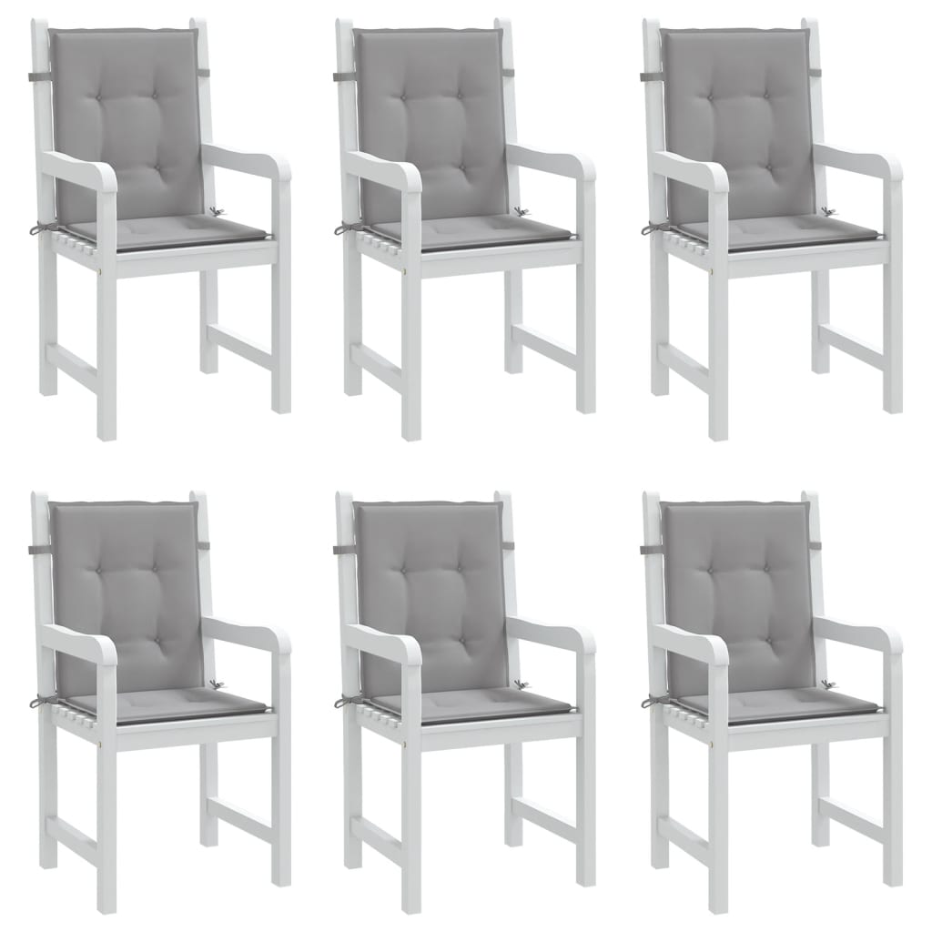Garden chair cushions, 6 pcs., grey, fabric