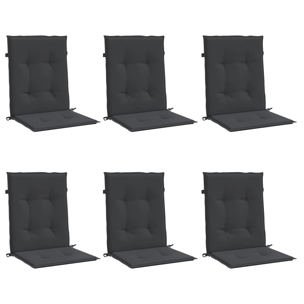 Garden chair cushions, 6 pcs, black, 100x50x3cm, fabric