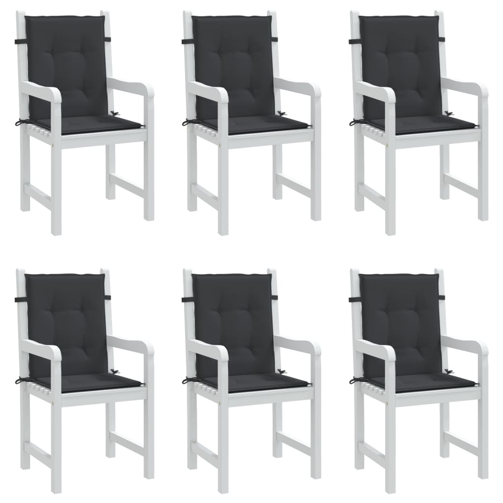 Garden chair cushions, 6 pcs, black, 100x50x3cm, fabric