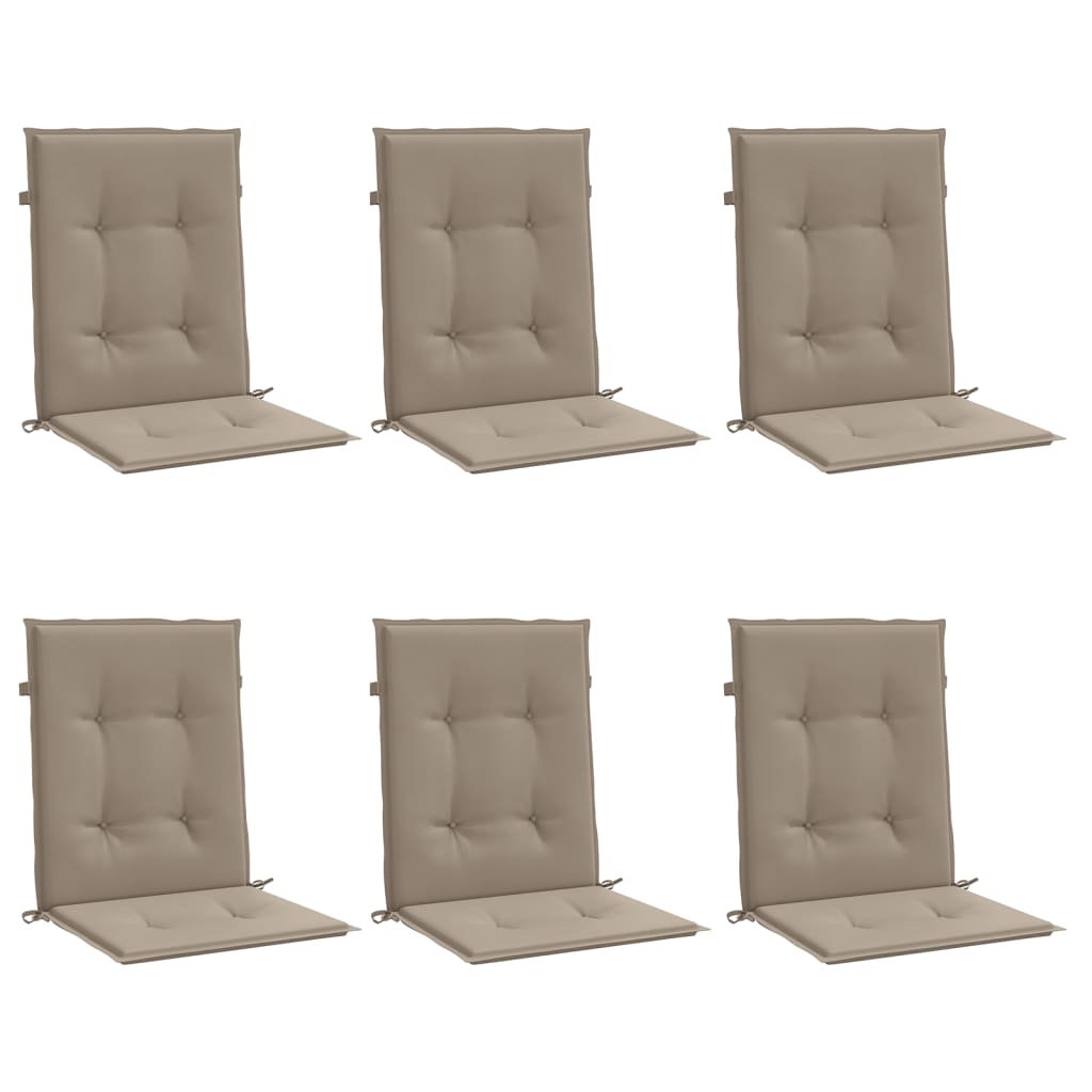 Garden chair cushions, 6 pcs, taupe, 100x50x3 cm, fabric