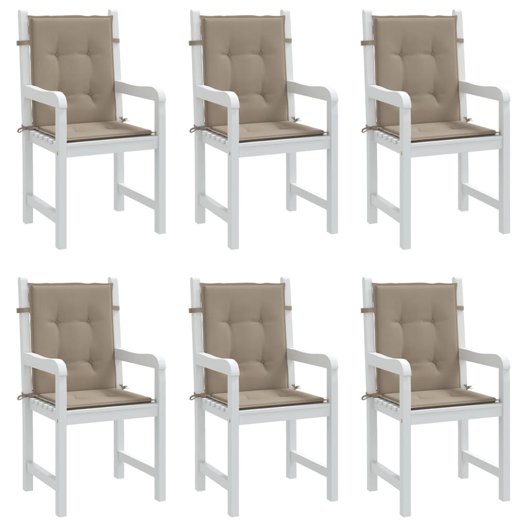 Garden chair cushions, 6 pcs, taupe, 100x50x3 cm, fabric