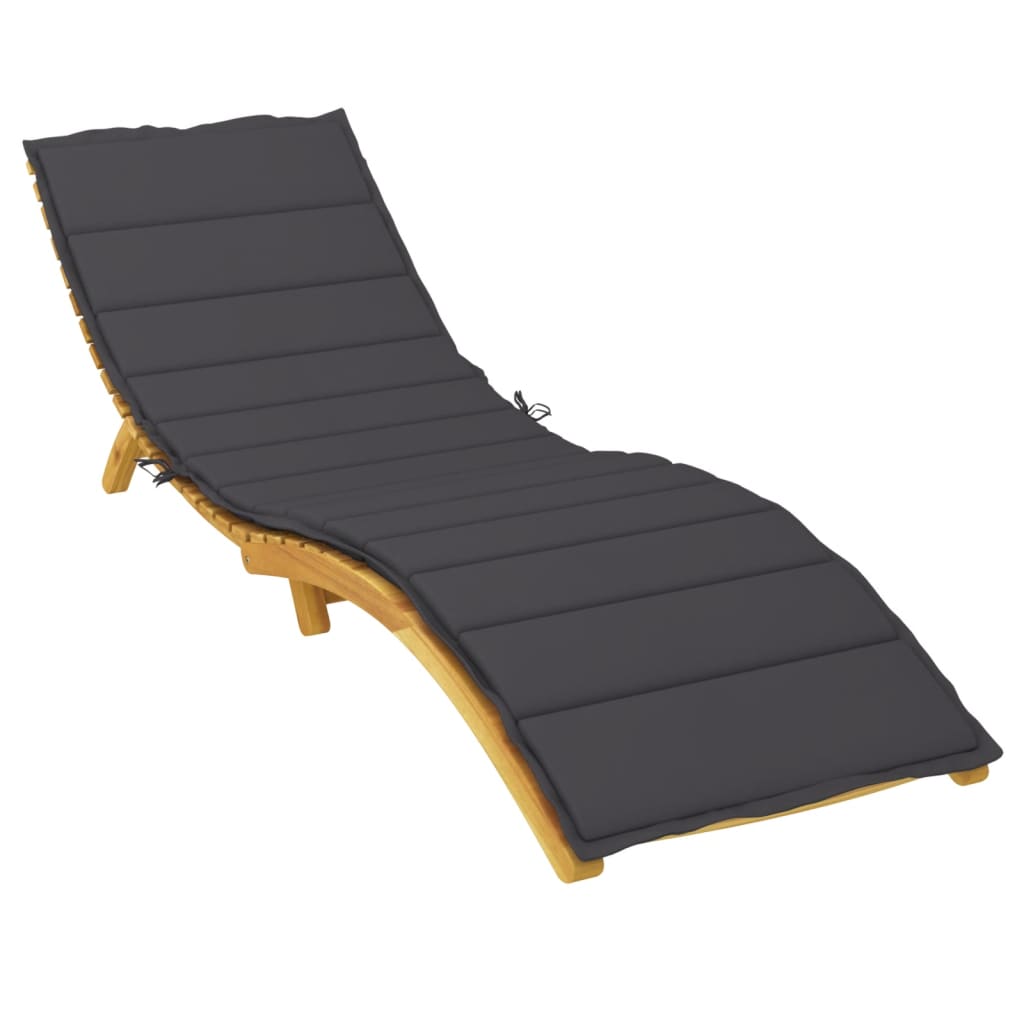 Sun lounger cushion, black, 200x60x3cm, fabric