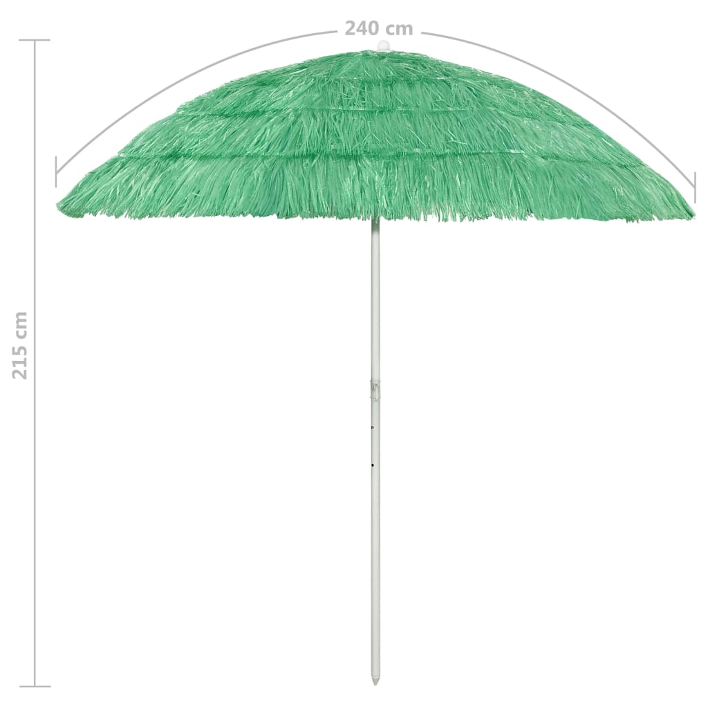 Paplūdimio skėtis, žalios spalvos, 240cm, havajietiško dizaino