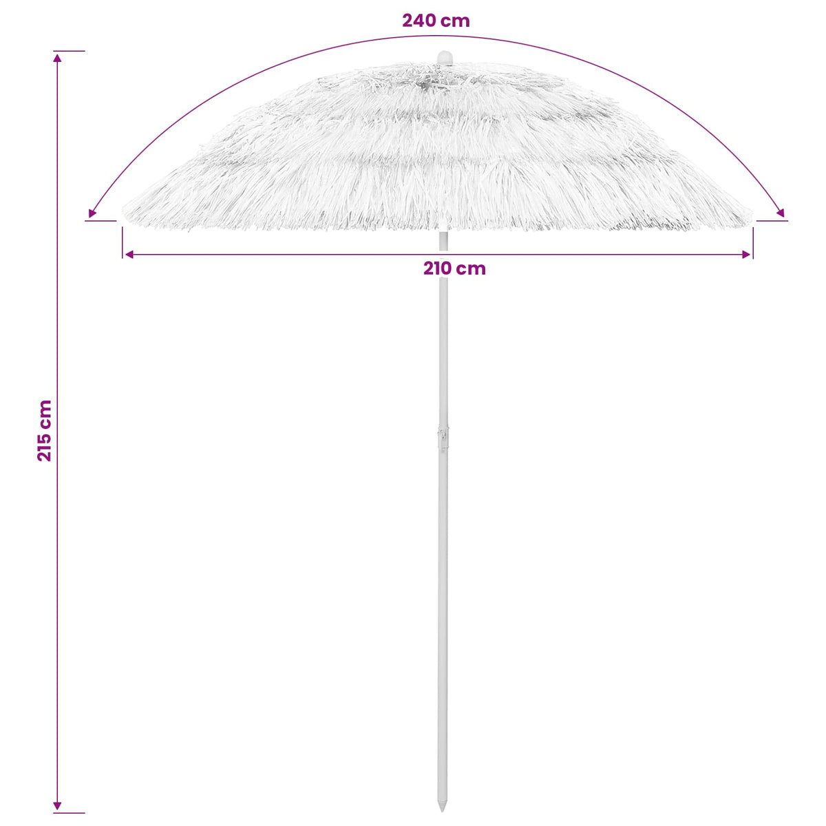Paplūdimio skėtis CEDRIC, balta, 240cm