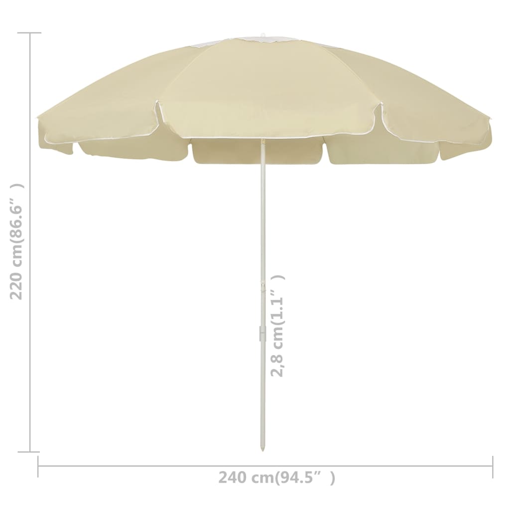 Paplūdimio skėtis nuo saulės, smėlio geltonos spalvos, 240cm