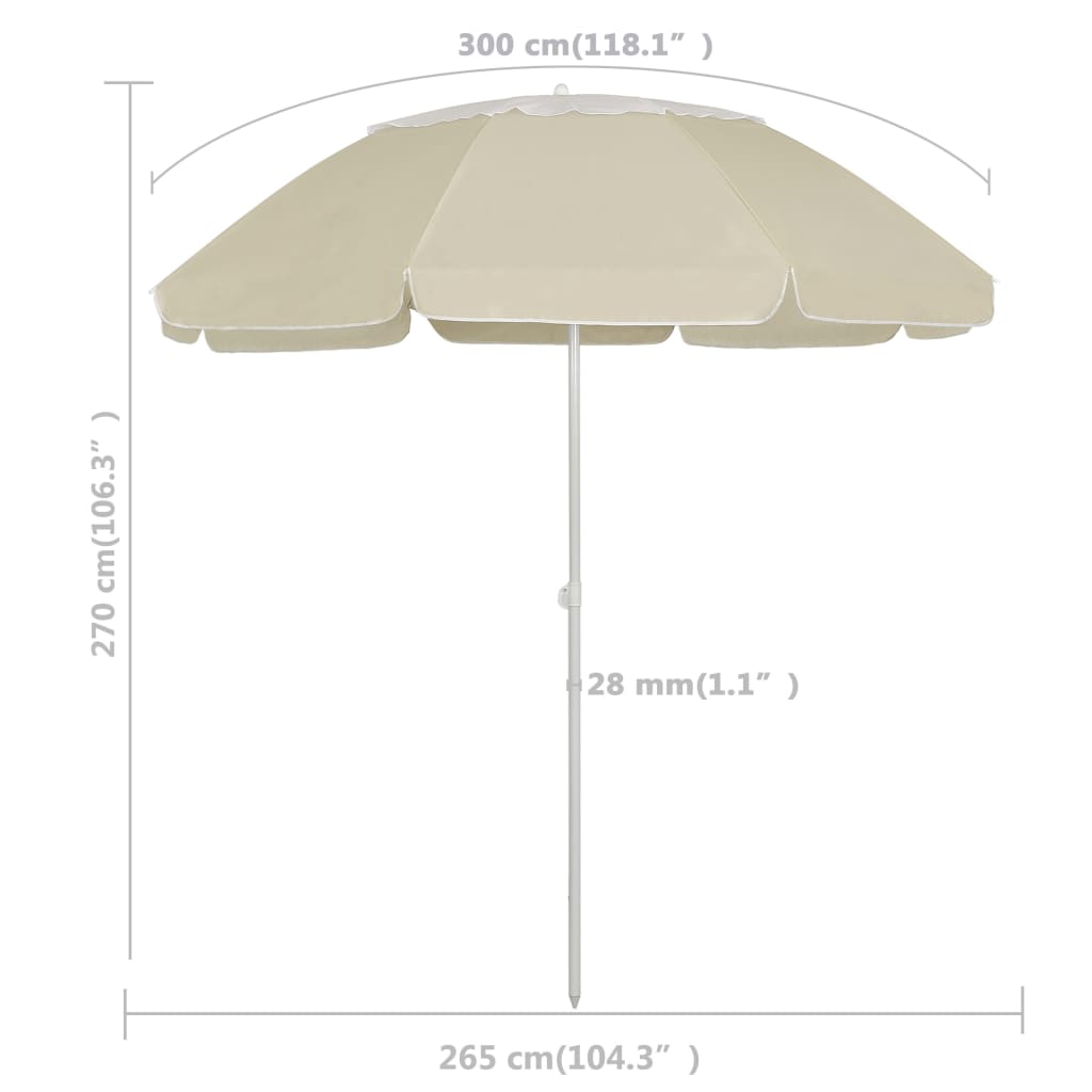 Paplūdimio skėtis nuo saulės, smėlio geltonos spalvos, 300cm