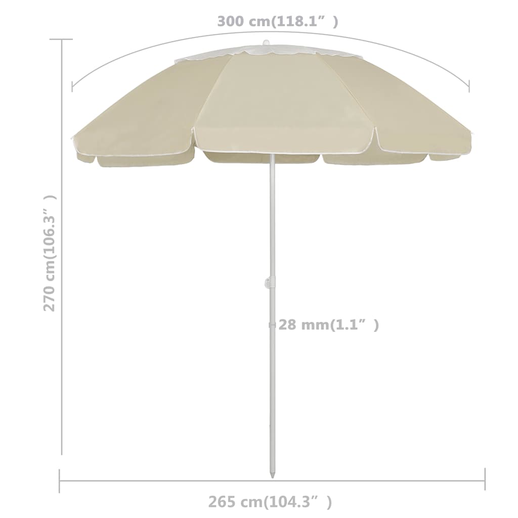Paplūdimio skėtis nuo saulės, smėlio geltonos spalvos, 300cm