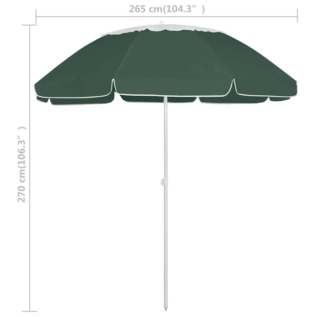 Paplūdimio skėtis nuo saulės, žalios spalvos, 300cm