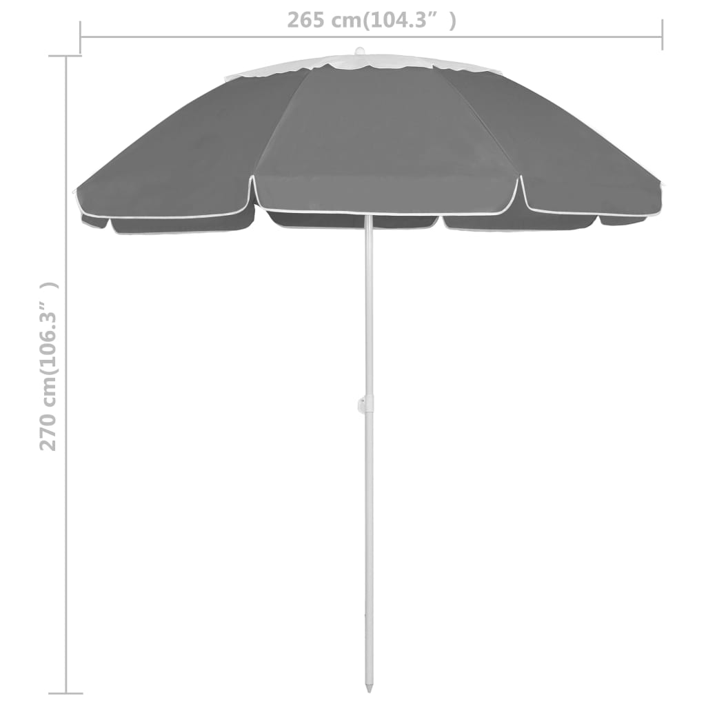 Paplūdimio skėtis nuo saulės, antracito spalvos, 300cm
