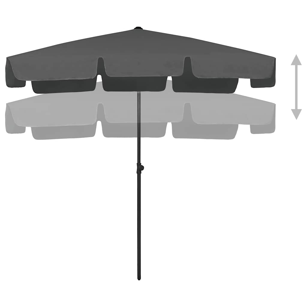 Paplūdimio skėtis nuo saulės, antracito spalvos, 200x125cm
