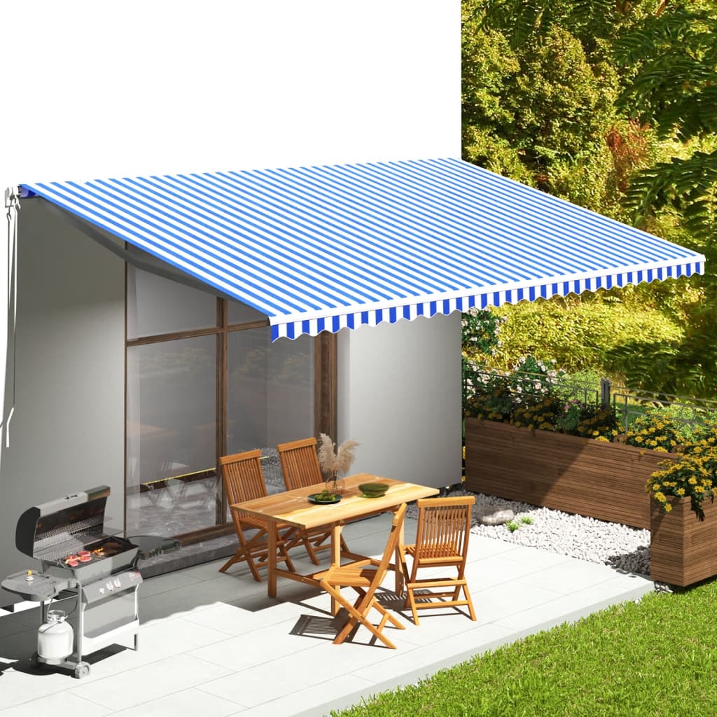 Markīzes maināmais audums, zils/balts, 6x3,5m