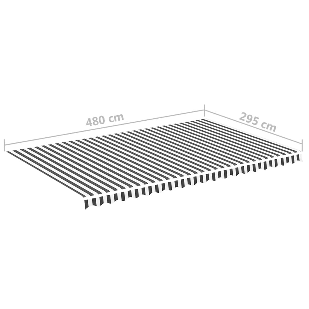 Replacement fabric for awning, anthracite and white, 5x3 m