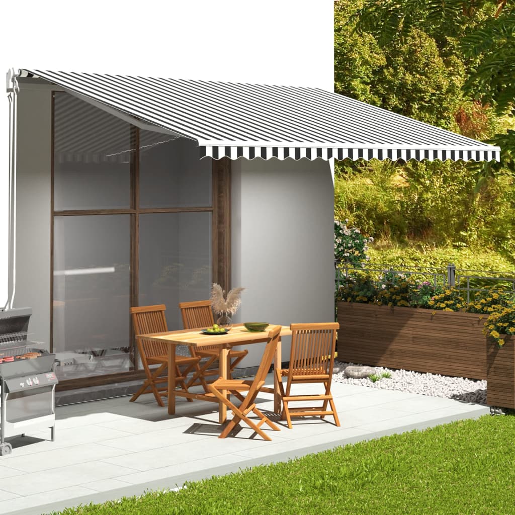 Replacement fabric for awning, anthracite and white, 5x3 m