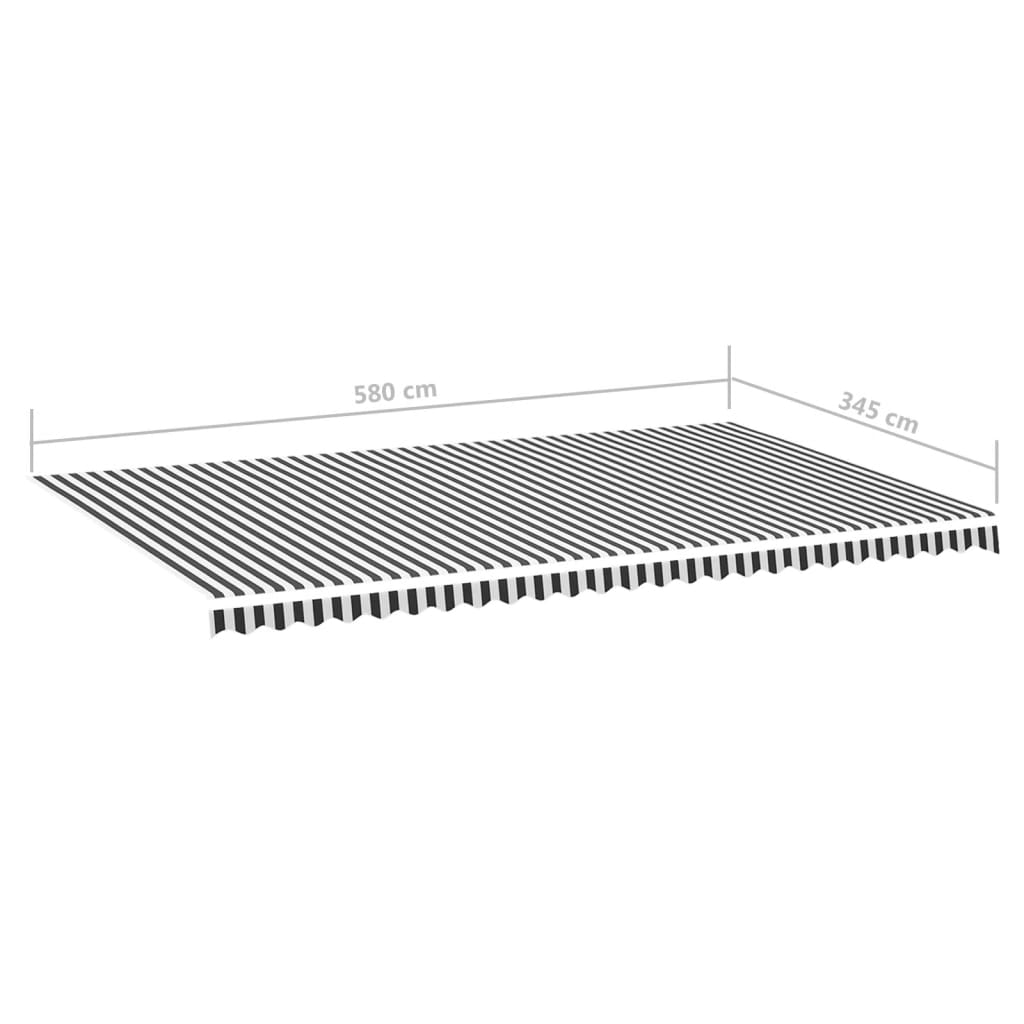 Awning replacement fabric, anthracite/white, 6x3.5 m