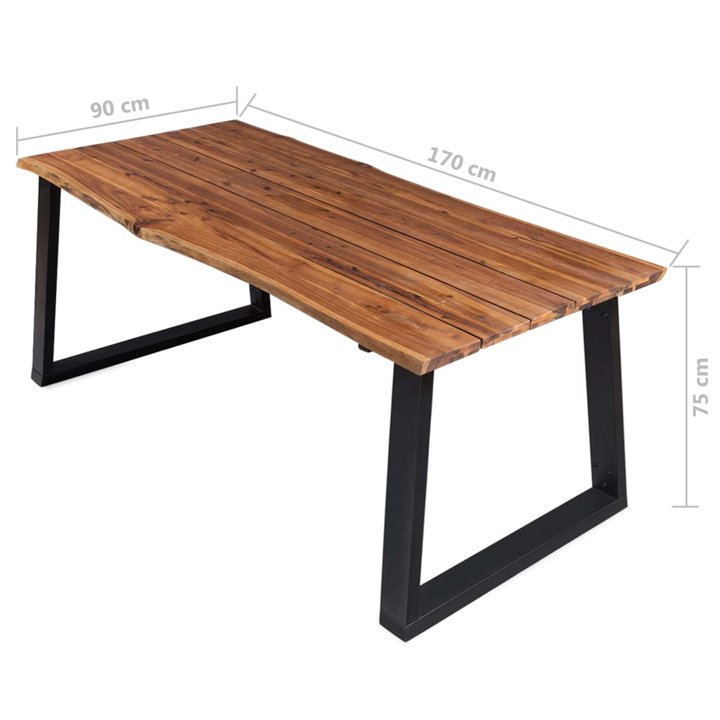 Valgomojo stalas, 170x90x75cm, akacijos medienos masyvas