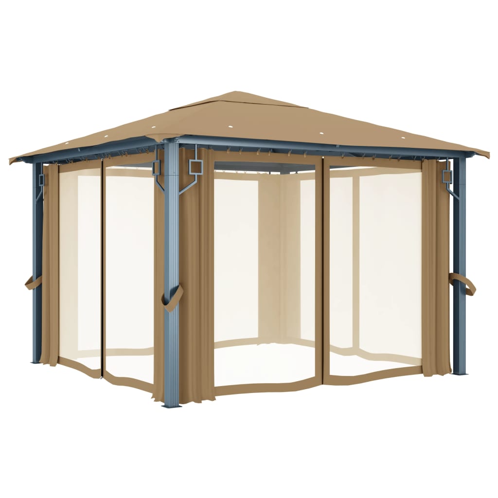 Gazebo with curtains LOFT, taupe, 300x300cm