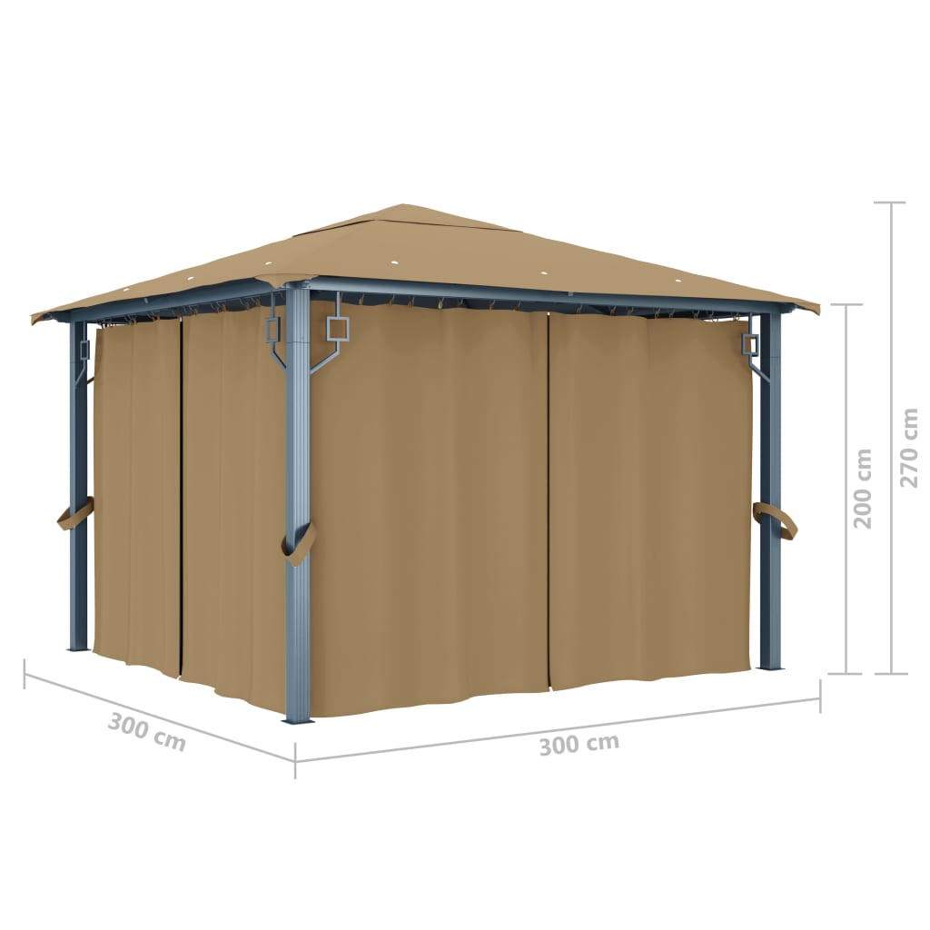 Gazebo with curtains LOFT, taupe, 300x300cm