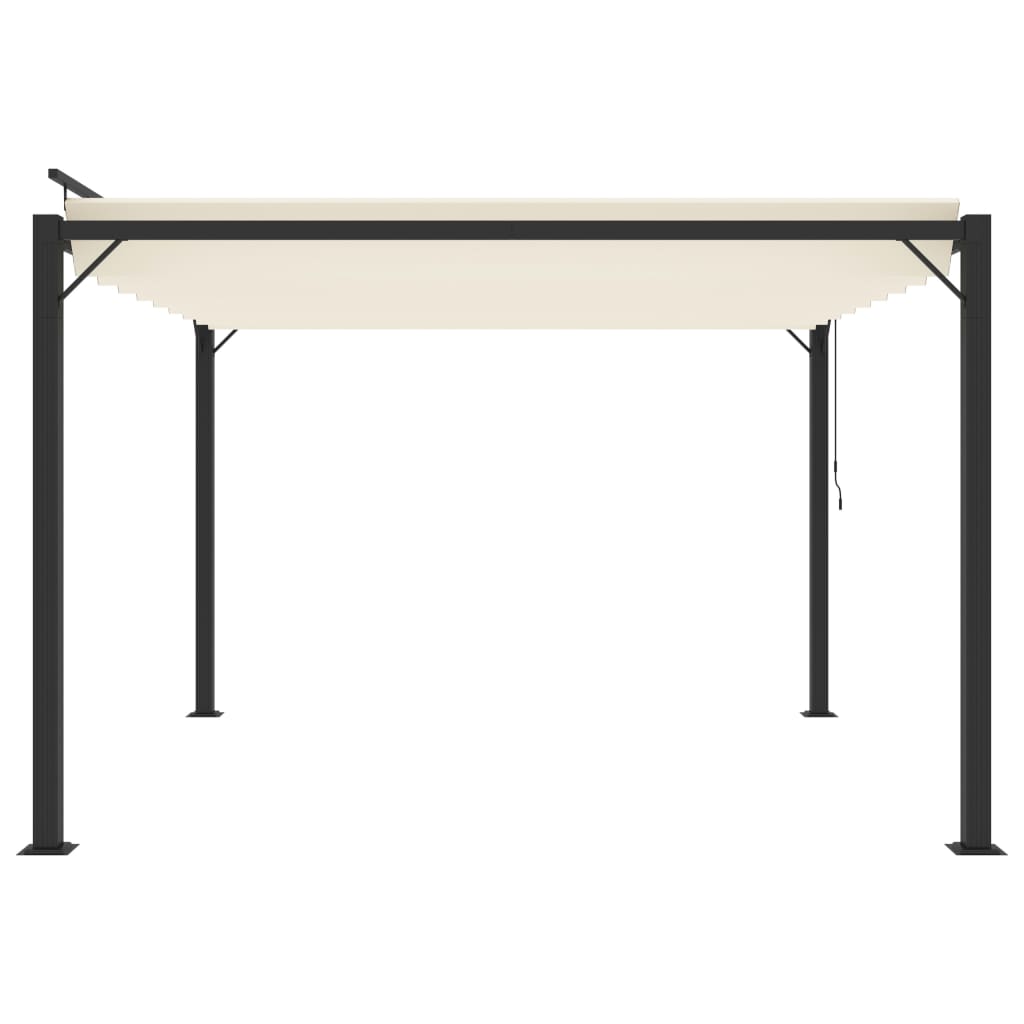 Pavėsinė su žaliuzių stogu, kreminė, 3x3m, audinys/aliuminis