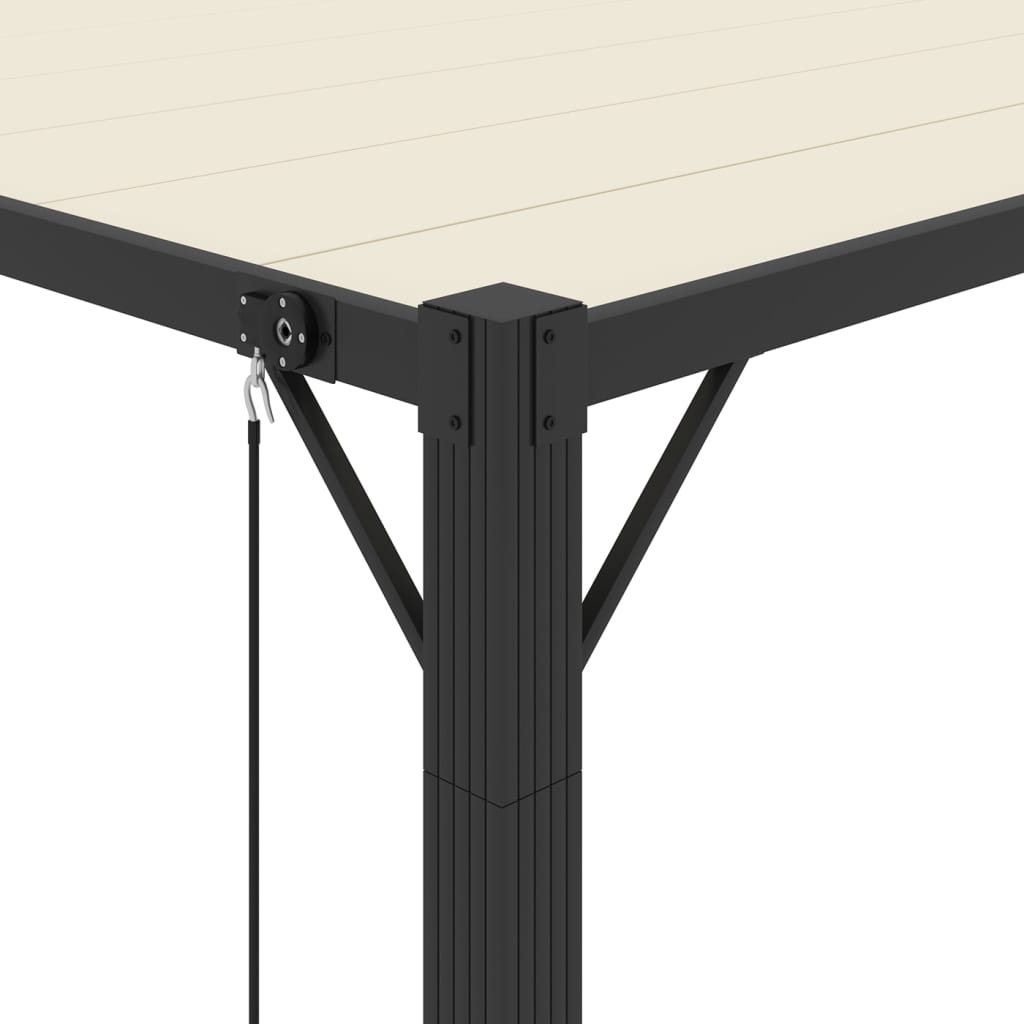 Pavėsinė su žaliuzių stogu, kreminė, 3x3m, audinys/aliuminis