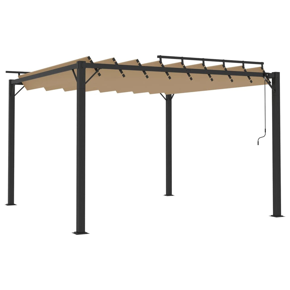 Pavėsinė su žaliuzių stogu, taupe, 3x3m, audinys/aliuminis