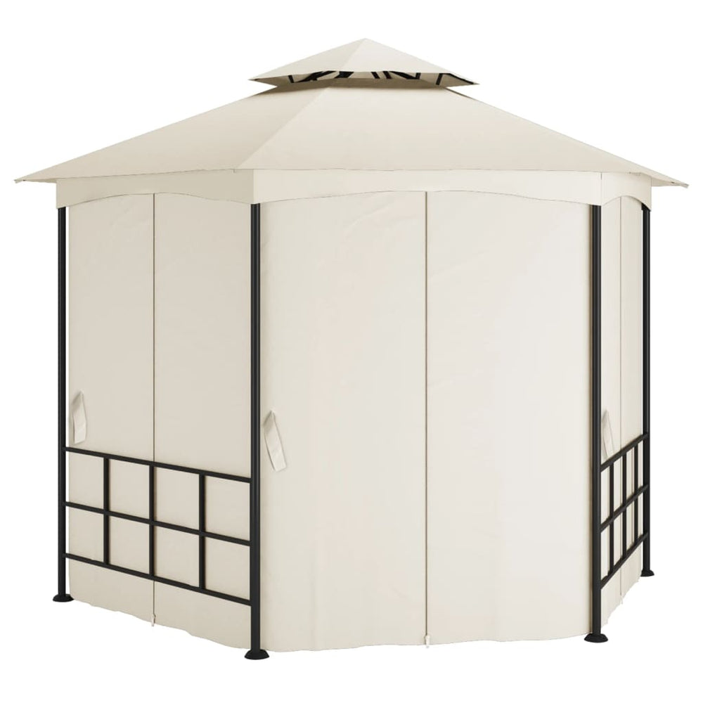 Išskleidžiama pavėsinė su šoninėmis sienomis, kreminė spalva, 3,1x2,7m