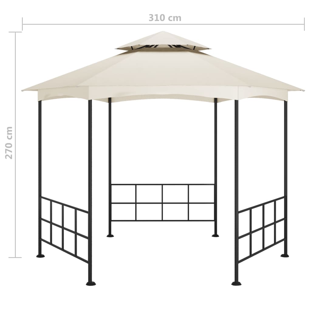 Išskleidžiama pavėsinė su šoninėmis sienomis, kreminė spalva, 3,1x2,7m