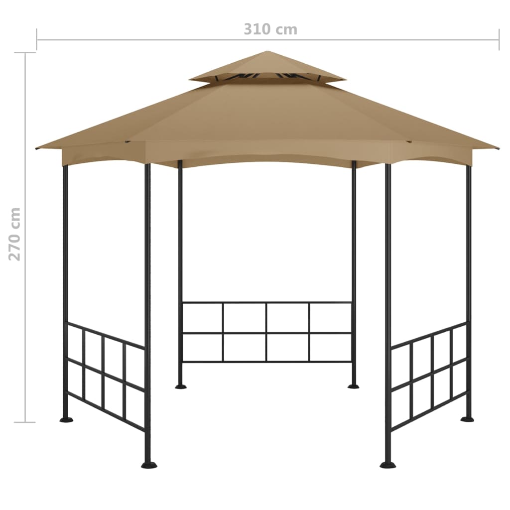Išskleidžiama pavėsinė su šoninėmis sienomis, taupo spalva, 3,1x2,7m
