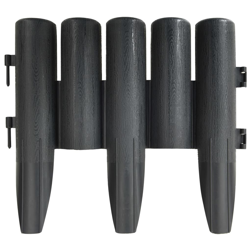 Lawn edging, 36 pcs, anthracite, 10m, PP